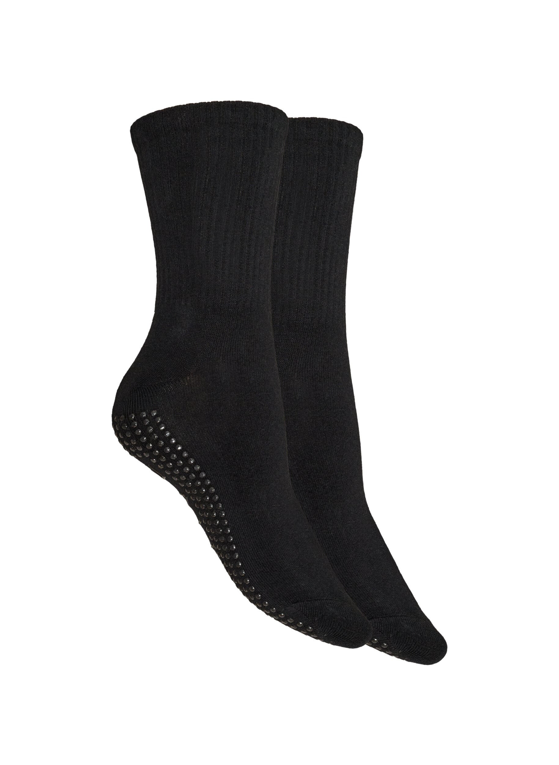 ZizziLot de 2 paires de chaussettes pour reformer avec grips antid&eacute;rapants, Noir, Packshot image number 1