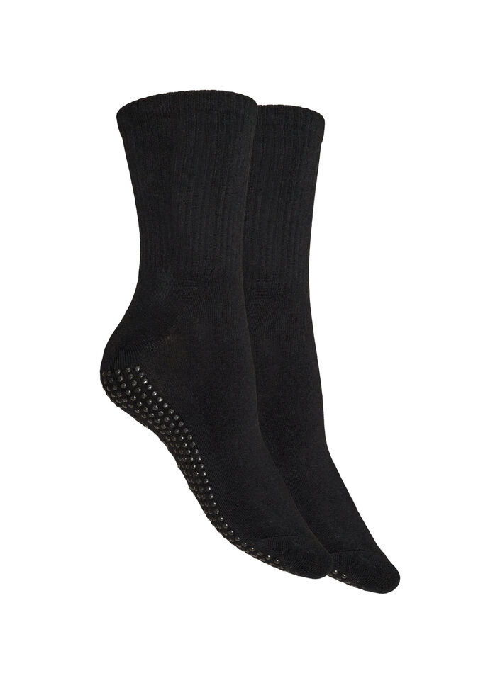Lot de 2 paires de chaussettes pour reformer avec grips antid&eacute;rapants, Noir, Packshot image number 1