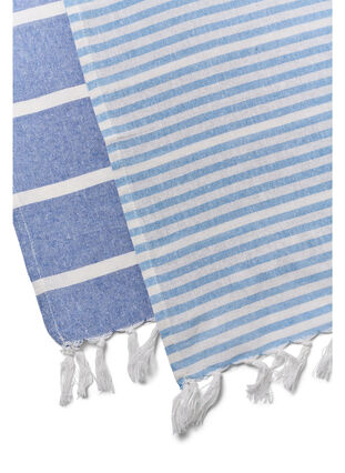Lot de 2 serviettes rayées avec franges, 2-Pack Blue, Packshot image number 2