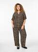 Pantalon ample en viscose avec poches, Marron, Model image number 0