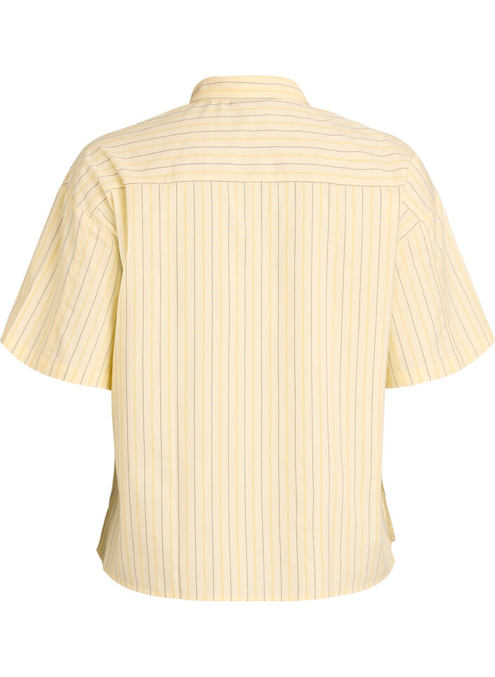Gestreepte blouse in een los pasvorm, Geel, Packshot image number 1