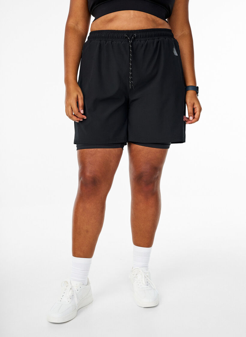 Trainingsshort met binnenbroekje, Zwart, Model image number 3