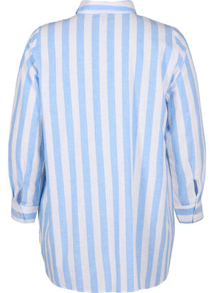 Chemise longue en lin et en coton, Blue White Stripe, Packshot image number 1