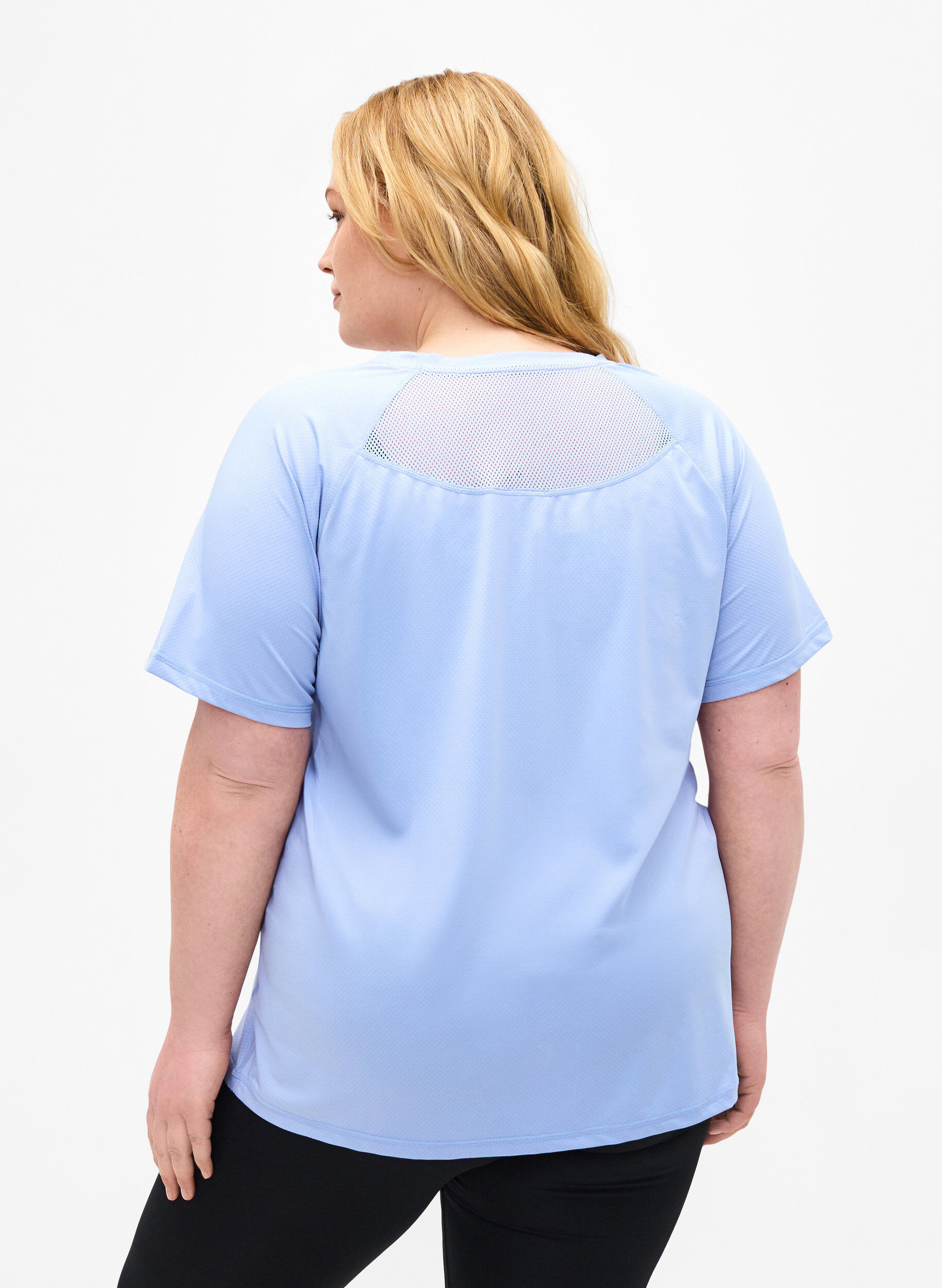 ZizziTrainings-T-shirt met achterkant van mesh, Zen Blue, Model image number 1