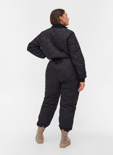 Gewatteerde jumpsuit met verstelbare taille, Black, Model image number 1