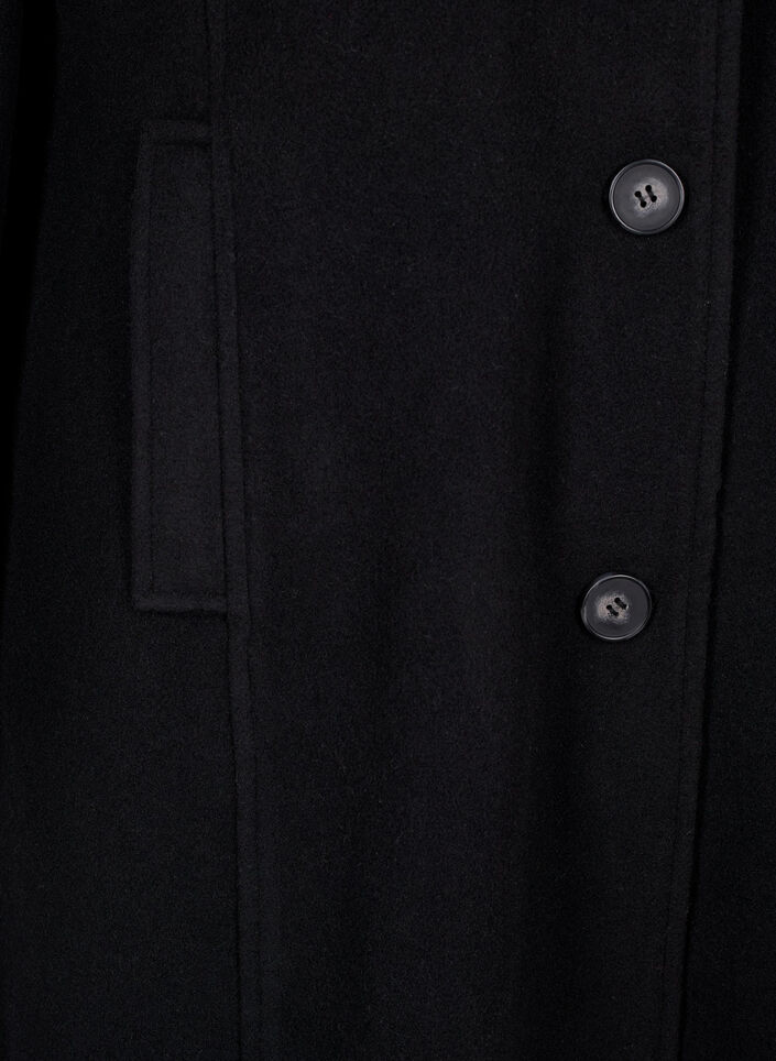Manteau long en laine avec des poches, Black, Packshot image number 3