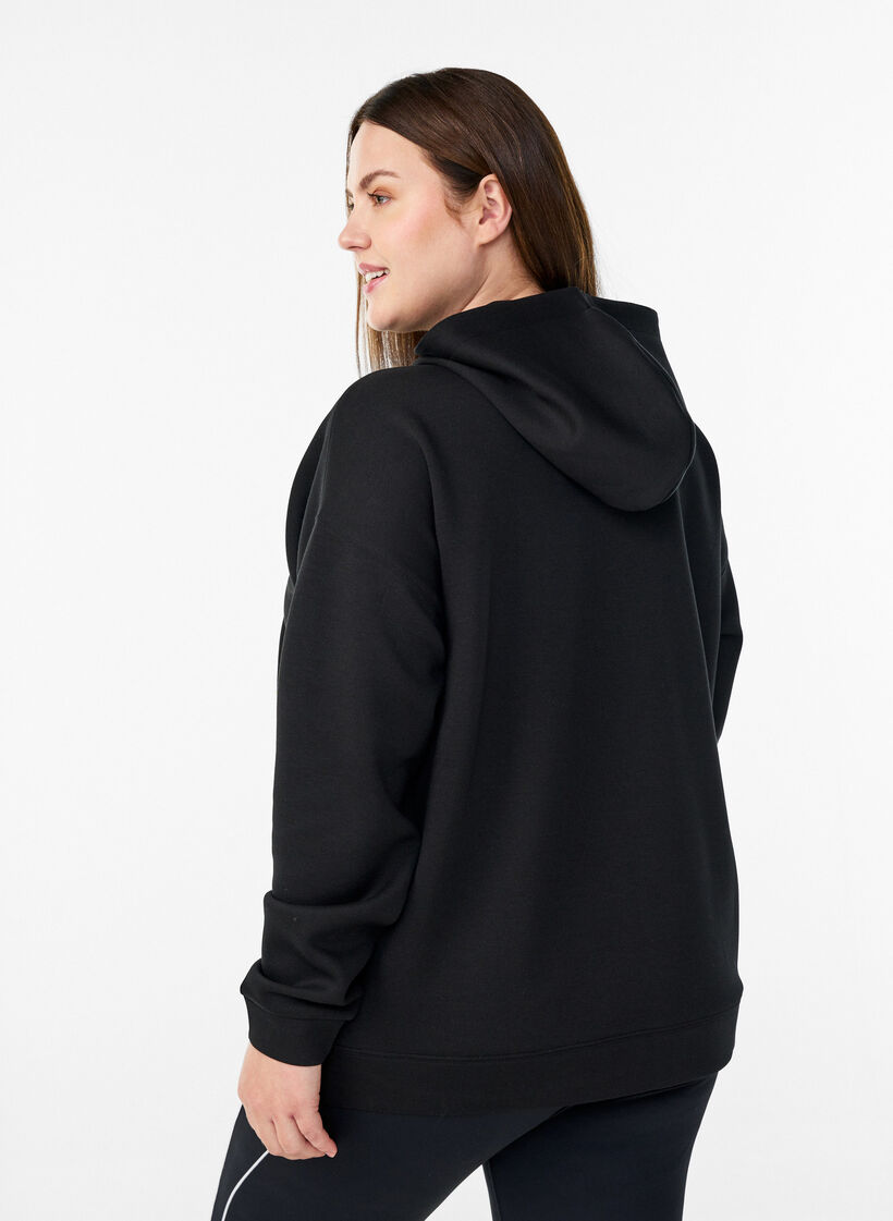 Scuba-hoodie met rits en zakken, Zwart, Model image number 2