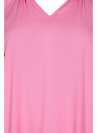 Robe en viscose à manches courtes et col en V, Aurora Pink, Packshot image number 2