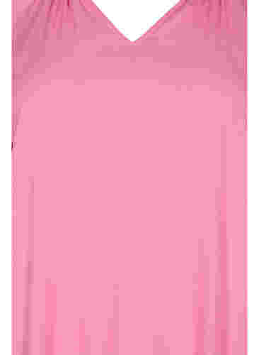 Robe en viscose à manches courtes et col en V, Aurora Pink, Packshot image number 2