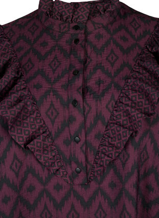 Shirt blouse in viscose met franjes details, Winetasting w. Black, Packshot image number 2