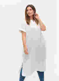 Lange blouse jurk met korte mouwen, White, Model