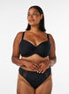 Soutien-gorge rembourr&eacute; en microfibre &agrave; carreaux, Noir, Model image number 1