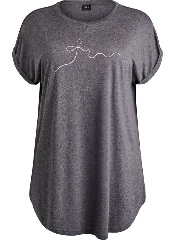 Chemise de nuit &agrave; manches courtes avec imprim&eacute; texte, Noir, Packshot image number 0