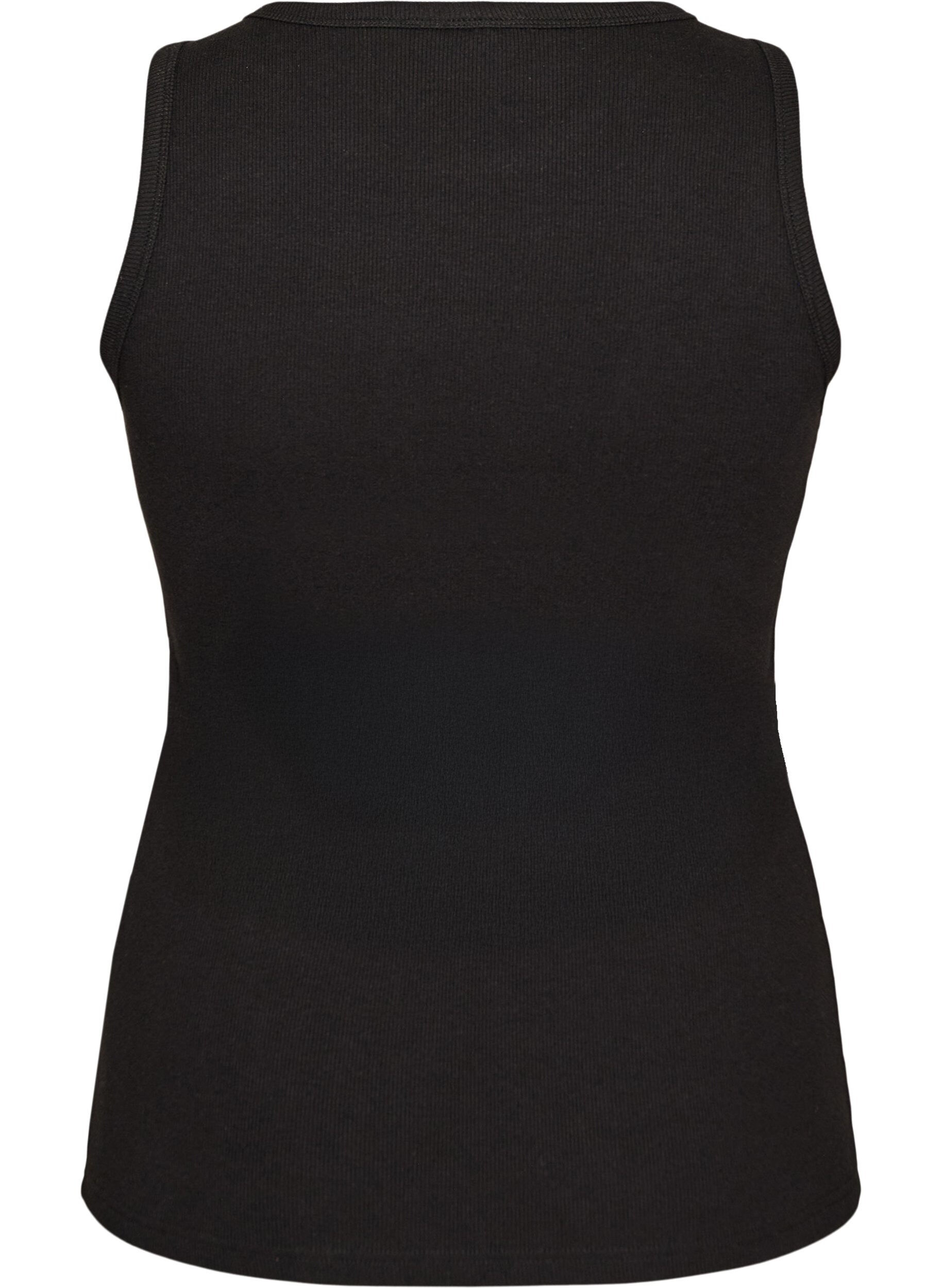 ZizziKatoenen ribtop met hoge hals, Zwart, Packshot image number 1