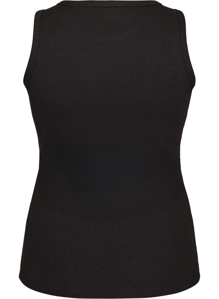Katoenen ribtop met hoge hals, Zwart, Packshot image number 1