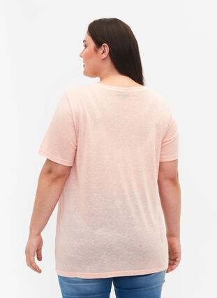 T-shirt met klinknagels en ronde hals, Pale Blush, Model image number 1