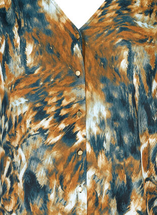 Lange viscose blouse met v-hals en print, Rubber AOP, Packshot image number 2