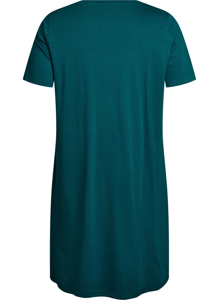 Chemise de nuit en coton biologique et &agrave; col en V, Vert clair, Packshot image number 1