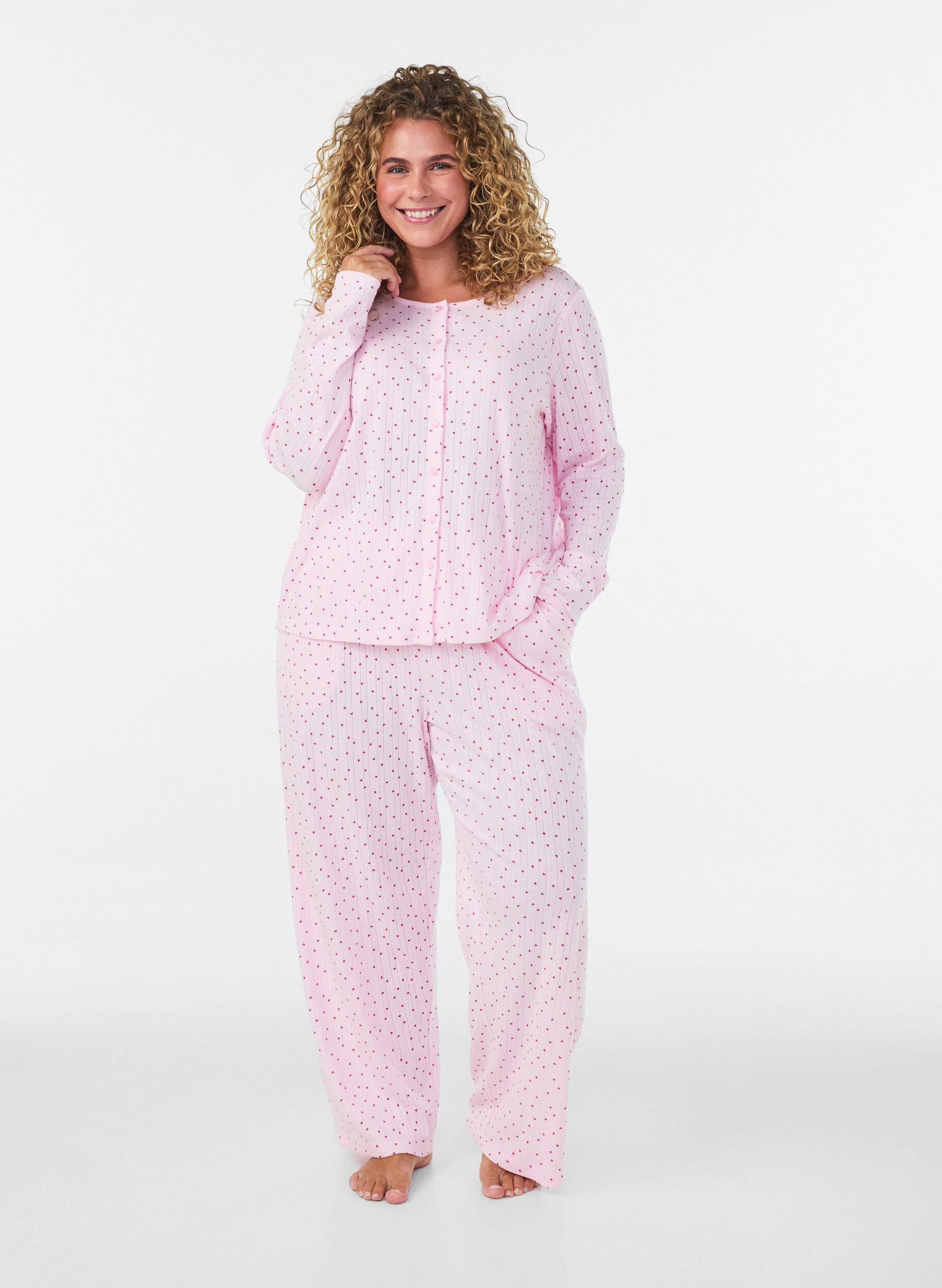 ZizziCardigan en coton biologique avec broderie ajour&eacute;e, Rose, Model image number 1
