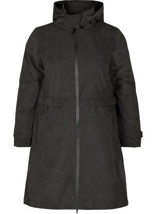 Veste imperméable avec capuche et taille ajustable, Black, Packshot image number 0