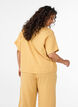 Katoenen mousseline blouse met korte mouwen, Geel, Model image number 2