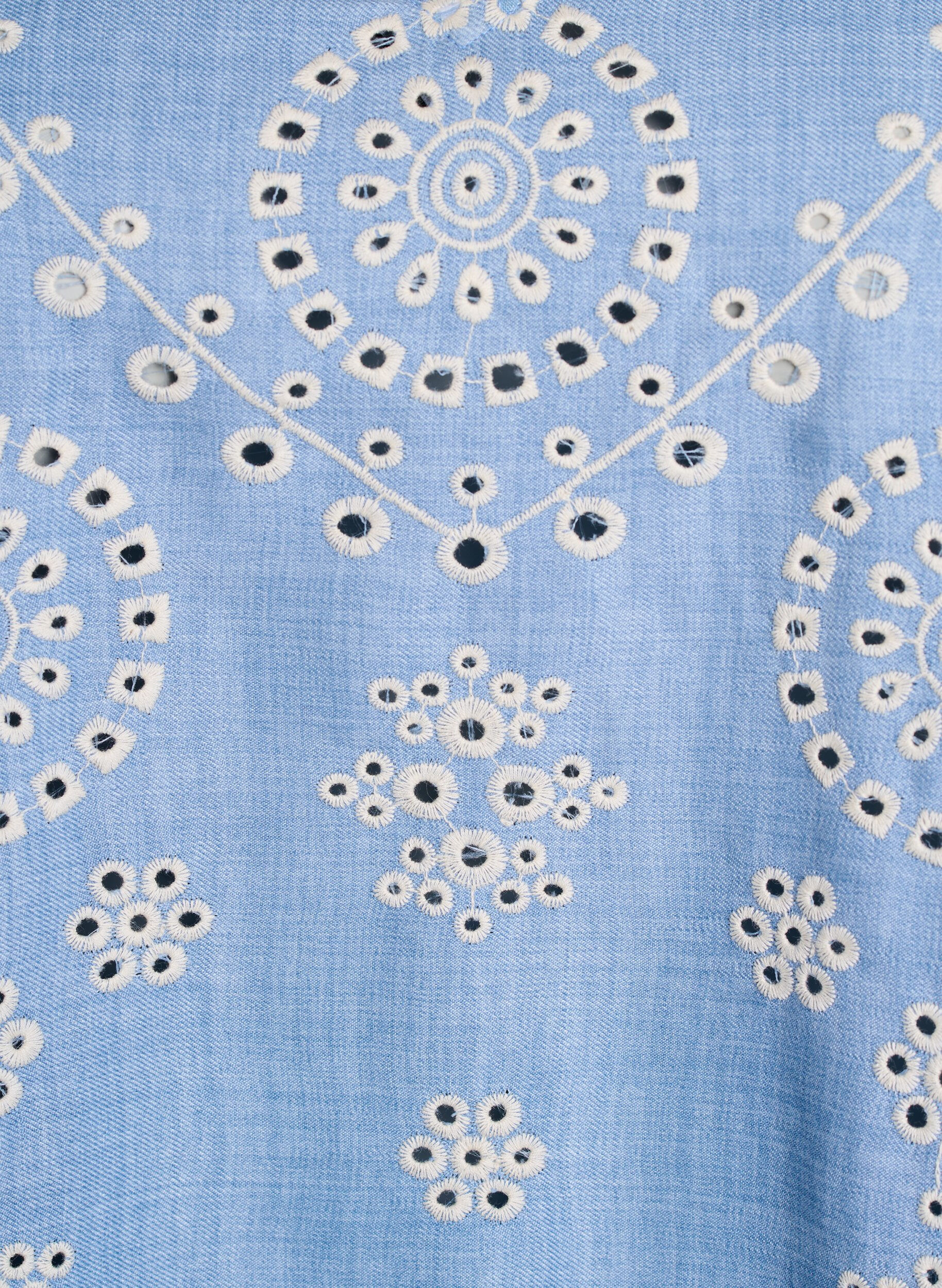Zizzi Blouse en broderie anglaise avec manches courtes bouffantes, Bleu, Packshot image number 2