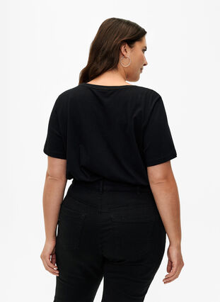 T-shirt en coton à col ras du cou avec impression, Black W. Love, Model image number 1