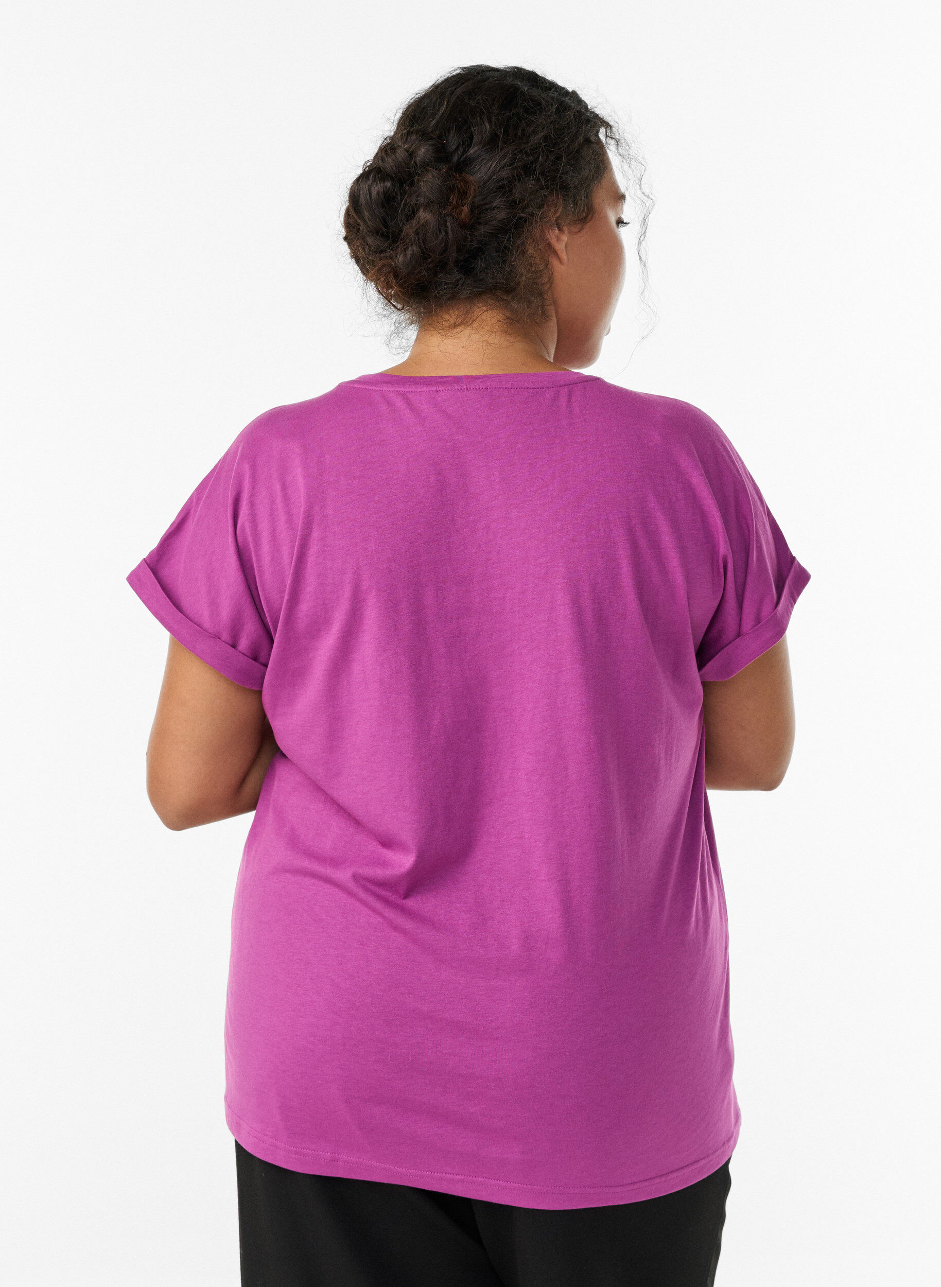 ZizziT-shirt met korte mouwen in een katoenmix, Paars, Model image number 2
