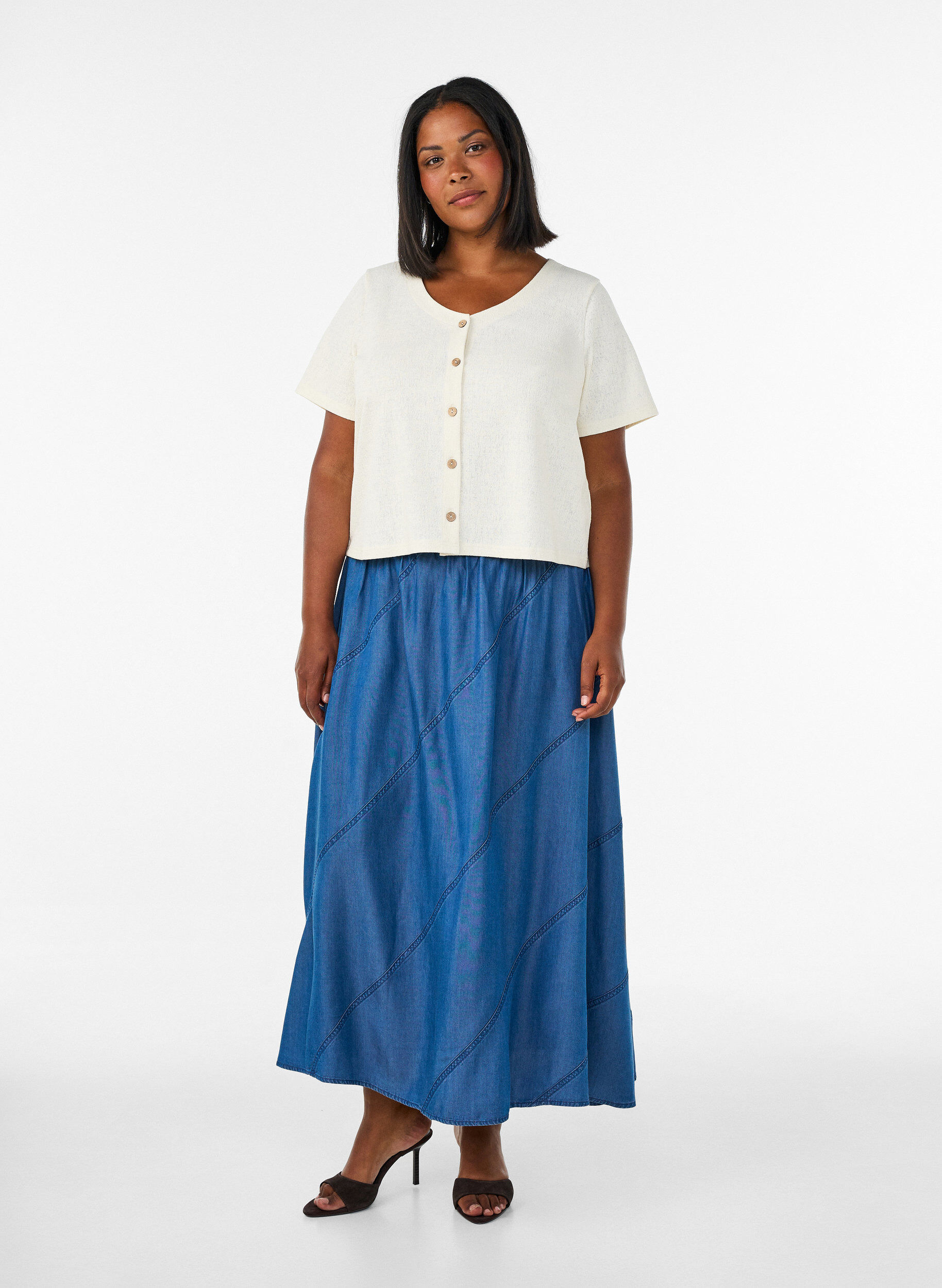 ZizziDenimlook maxirok in TENCEL&trade; Lyocell, Blauw, Model image number 0