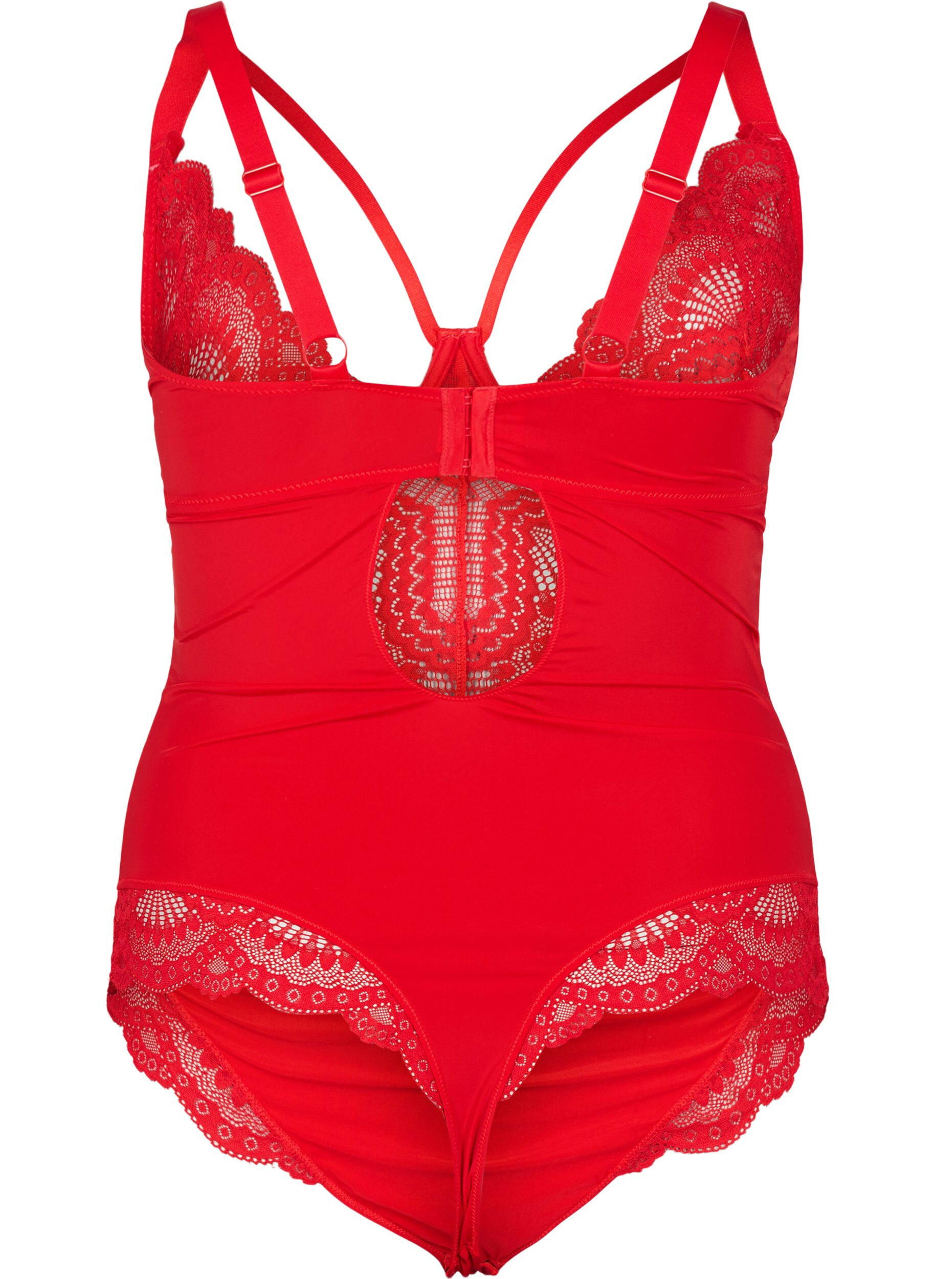 ZizziBodysuit met beugel en koorddetail, Salsa, Packshot image number 1