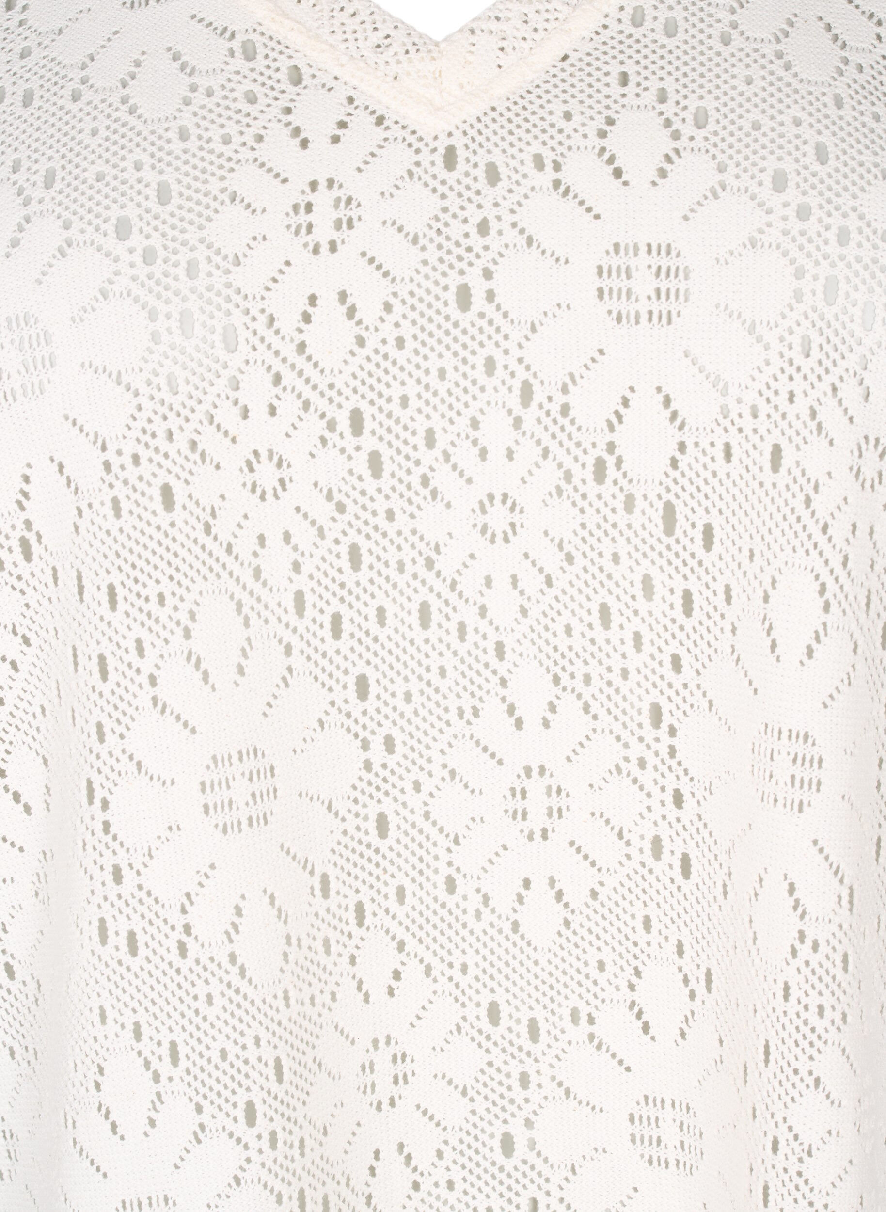 ZizziBlouse met kort mouwen en een opengewerkt patroon, Beige, Packshot image number 2