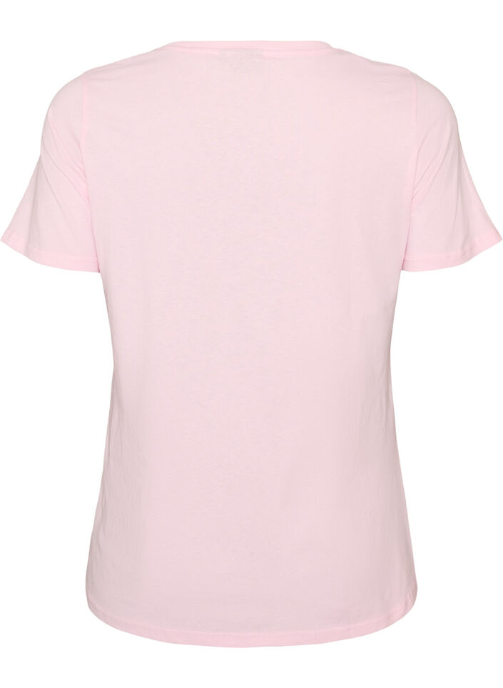 T-shirt en coton avec imprim&eacute; devant, Rose, Packshot image number 1