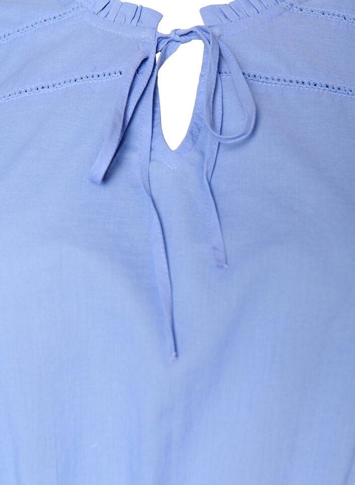 Blouse en coton avec lien &agrave; nouer et taille &eacute;lastiqu&eacute;e, Bleu, Packshot image number 2