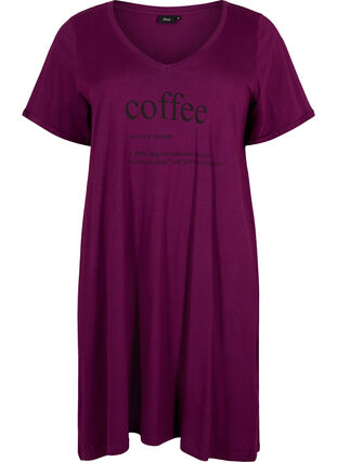 Chemise de nuit en coton avec imprimé, D. Purple w. Coffee, Packshot image number 0