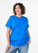 T-shirt basique en coton &agrave; col rond, Bleu, Model image number 0