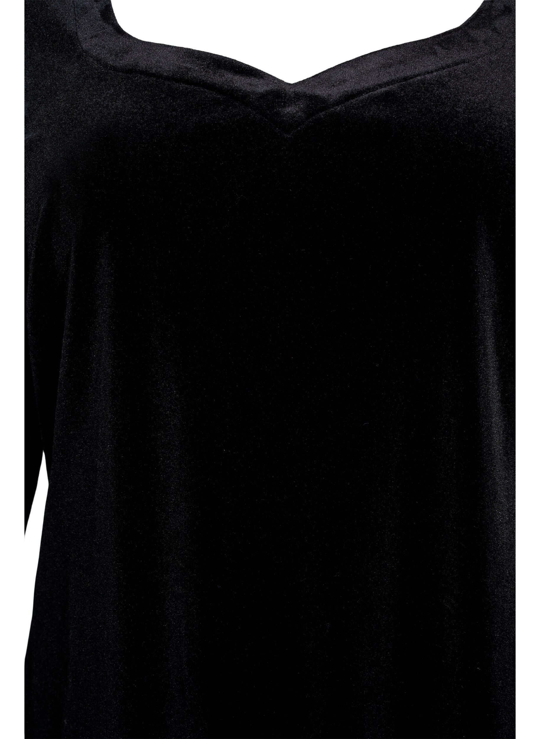 ZizziVelours blouse met lange mouwen, Black, Packshot image number 2