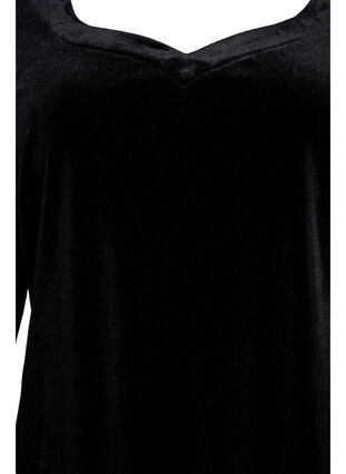 Velours blouse met lange mouwen, Black, Packshot image number 2