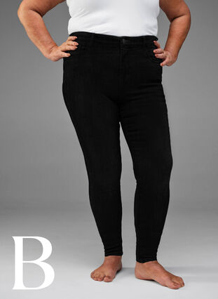 Super smalle jeans met hoge taille, Black, Model image number 4