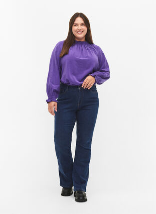 Viscose blouse met lange mouwen en ruches, Prism Violet, Model image number 2