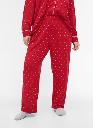 Katoenen pyjama broek met print, Tango Red AOP, Model image number 1