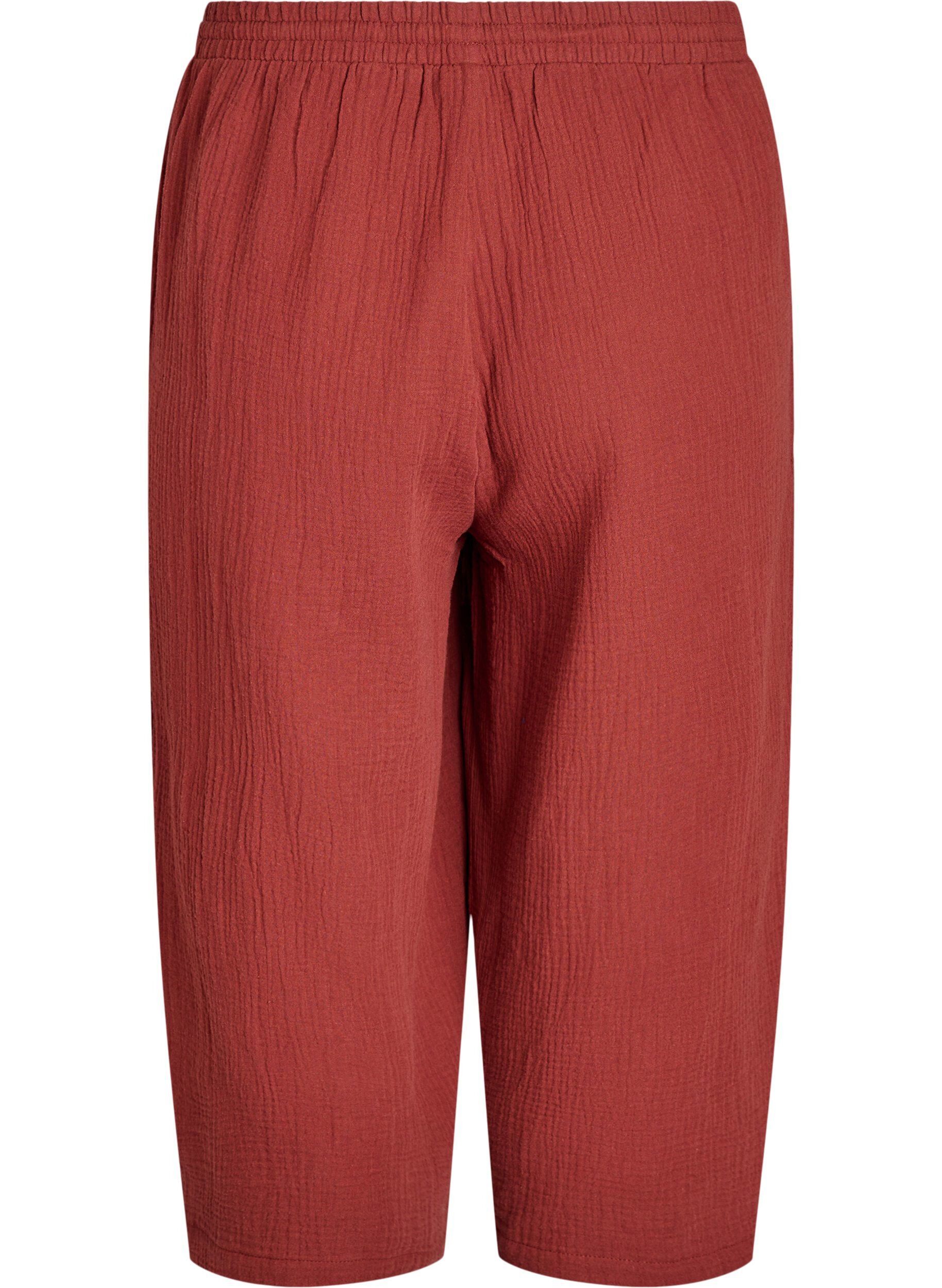 ZizziCulotte broek van katoen met hoge taille, Rood, Packshot image number 1