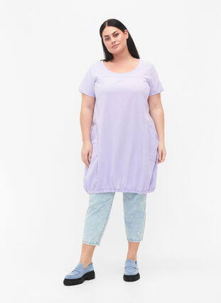 Katoenen jurk met korte mouwen, Lavender, Model image number 2