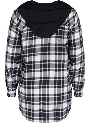 Blouse jas met ruitjes en capuchon, Black/White Check, Packshot image number 1