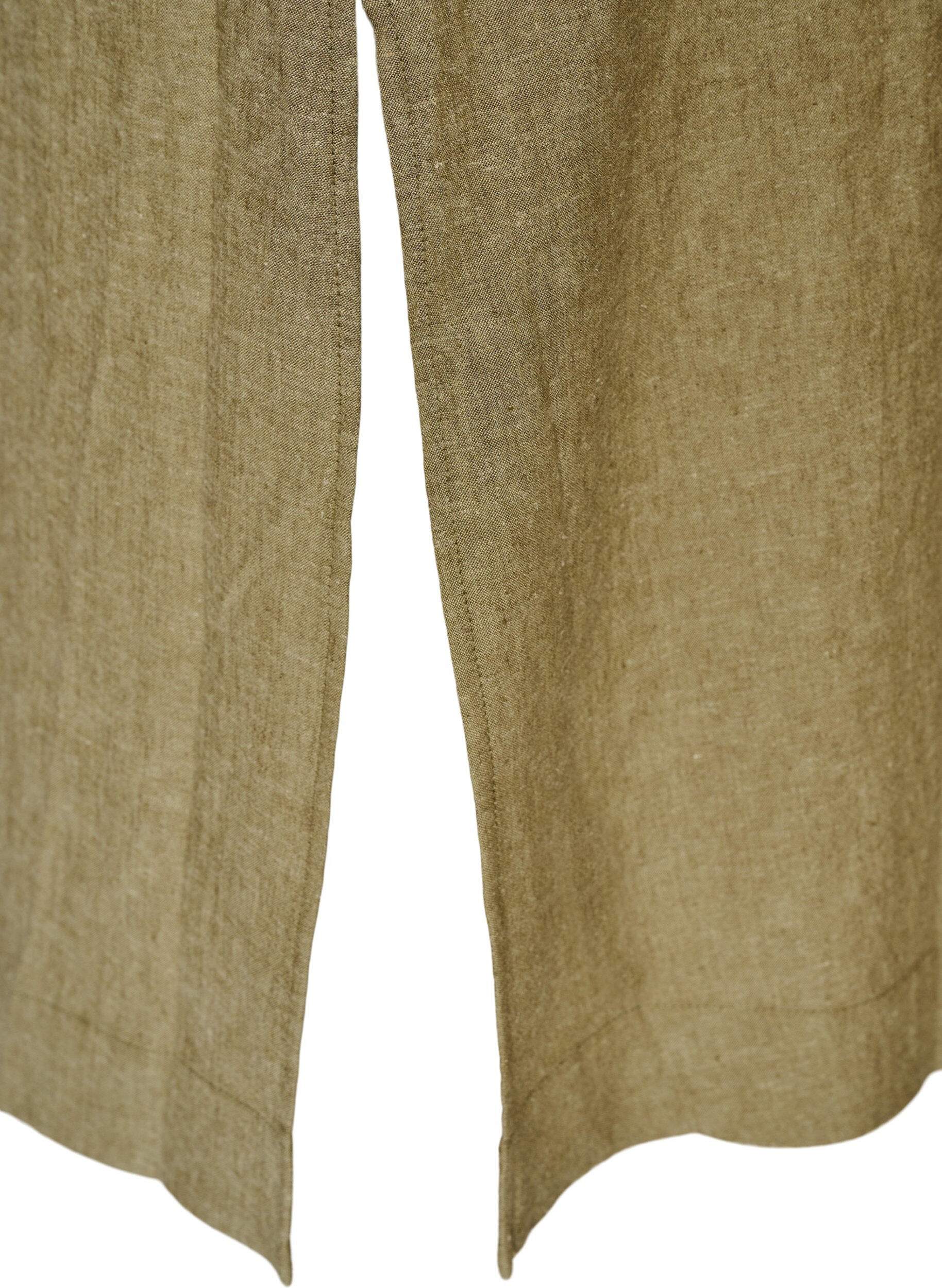 ZizziMidi-jurk in linnen en viscose met 1/2 mouwen, Groen, Packshot image number 3