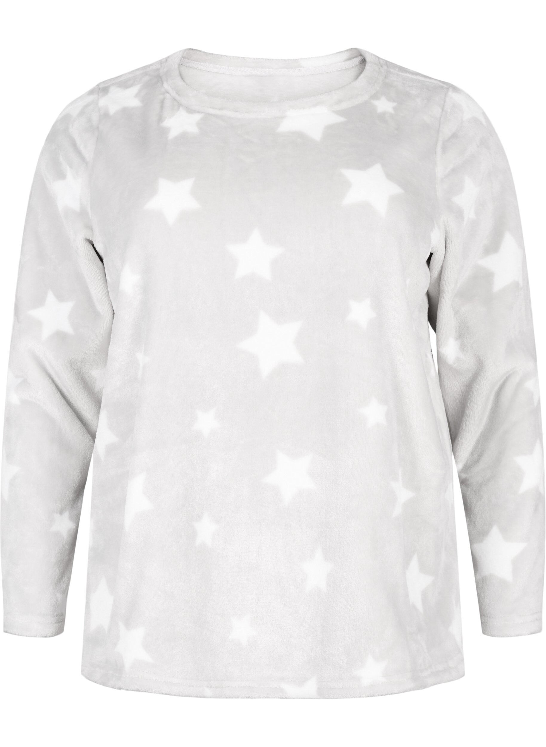ZizziBlouse met lange mouwen en sterren, Grey Star, Packshot image number 0