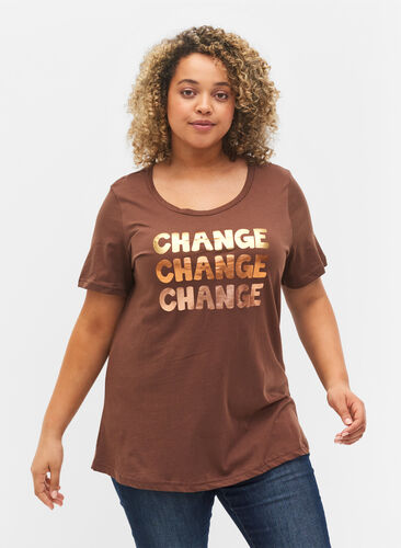 Katoenen t-shirt met korte mouwen, Chestnut Change, Model image number 0