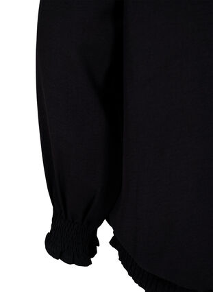 Effen smok blouse met lange mouwen, Black, Packshot image number 3