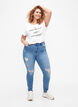 Amy jeans met super slim fit en ripped details, Blauw, Model image number 0