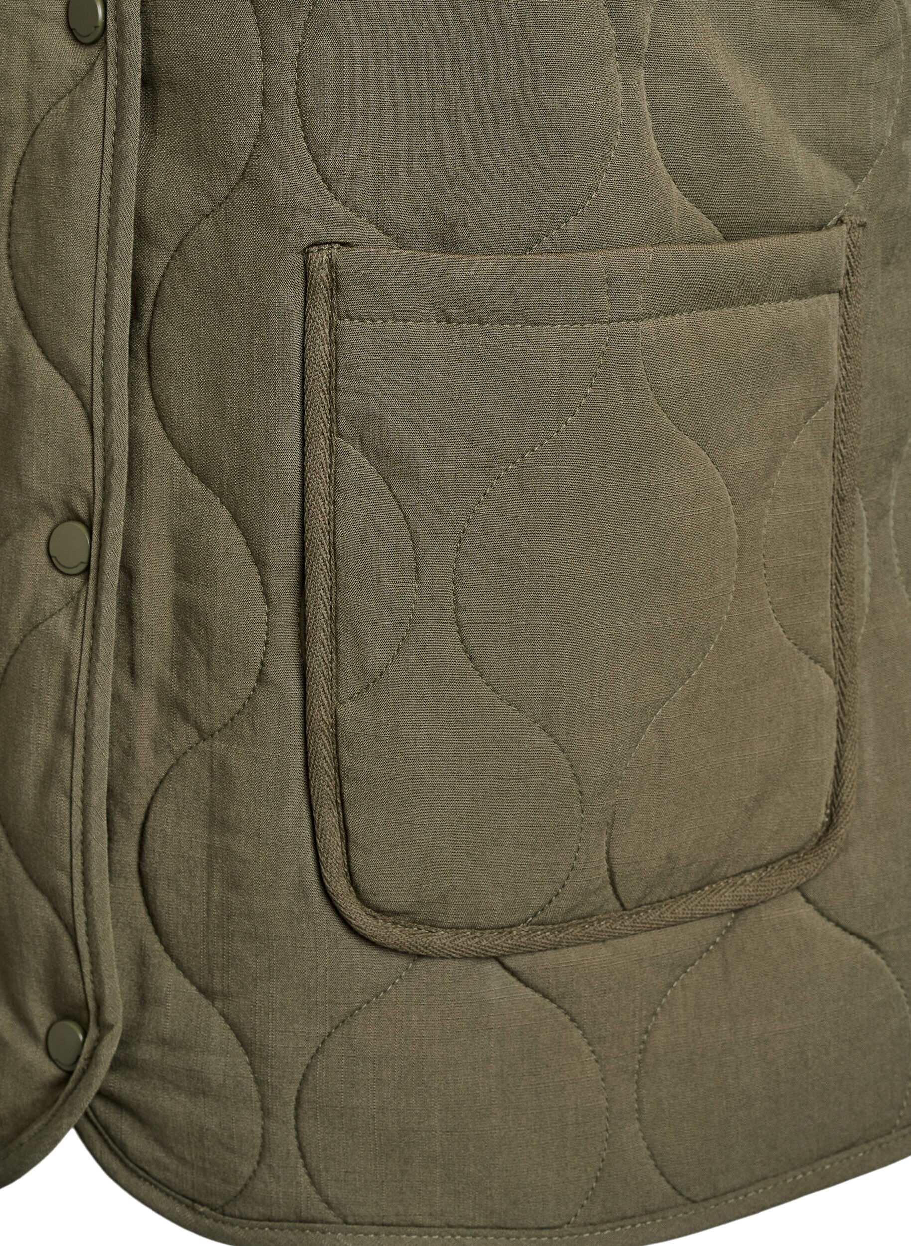 ZizziGewatteerde jas met knopen en zakken, Groen, Packshot image number 3