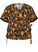 Katoenen blouse met bloemenprint en striksluiting, Oranje, Packshot image number 0